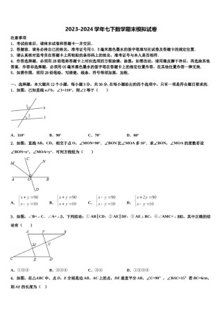江苏省扬州市高邮市汪曾祺学校2024年七年级数学第二学期期末统考试题含解析.doc