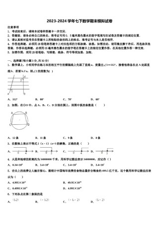 江苏省江都区第三中学2024年数学七下期末考试模拟试题含解析.doc