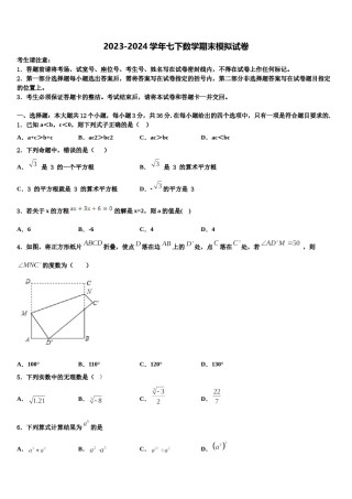江苏省江阴市云亭中学2024年七下数学期末综合测试模拟试题含解析.doc