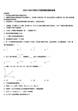 江苏省江阴市河塘中学2024届七年级数学第二学期期末学业水平测试模拟试题含解析.doc