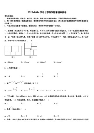 江苏省江阴市第二中学2023-2024学年七年级数学第二学期期末质量跟踪监视试题含解析.doc