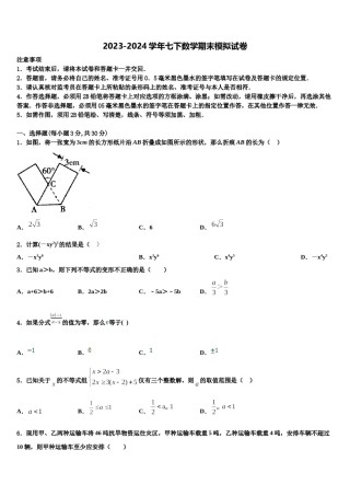 江苏省江阴市长泾片2024届七下数学期末教学质量检测试题含解析.doc