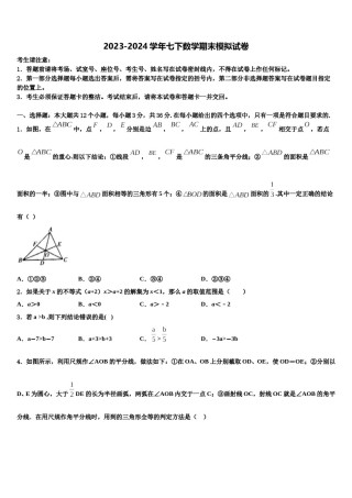 江苏省海安市八校2024届数学七下期末考试试题含解析.doc