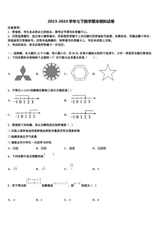 江苏省盐城东台市实验中学2024年七年级数学第二学期期末达标检测模拟试题含解析.doc