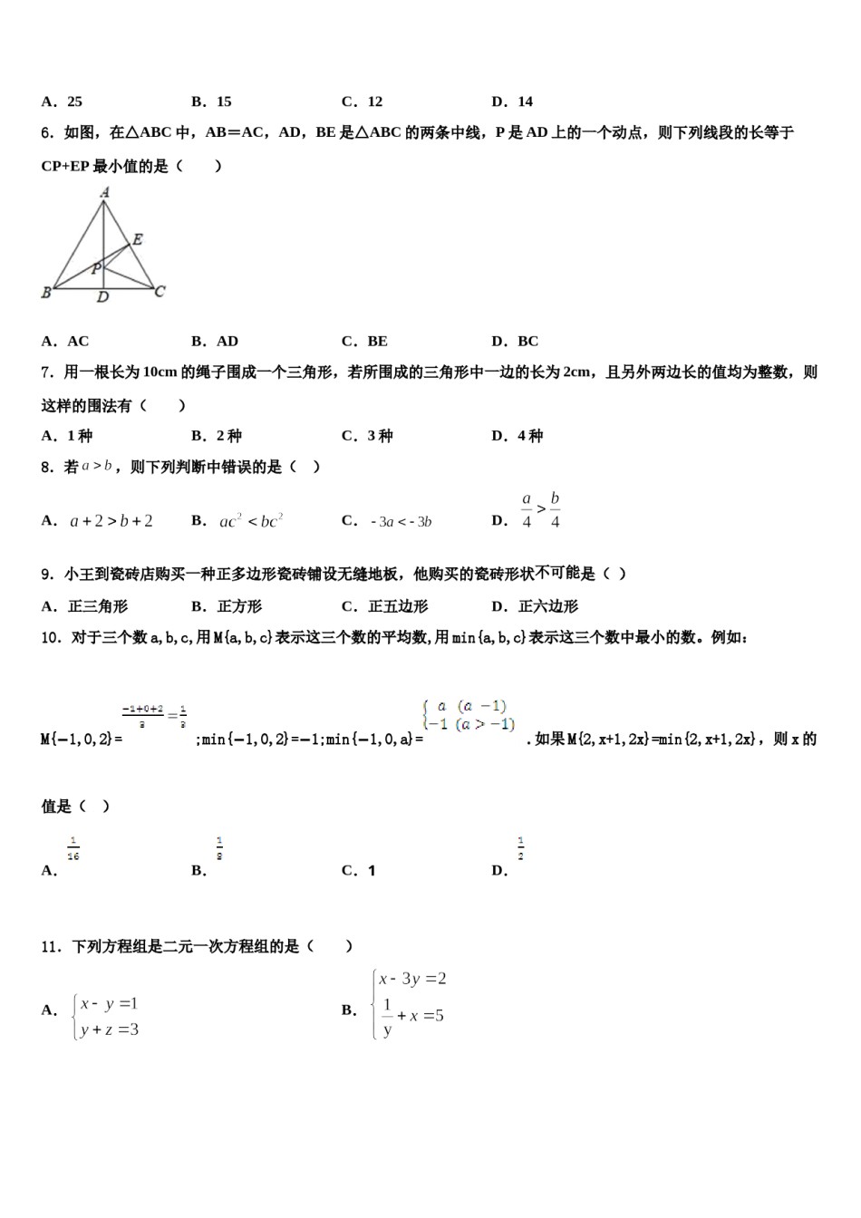 江苏省盐城市亭湖区盐城景山中学2023-2024学年七下数学期末学业水平测试模拟试题含解析.doc_第2页