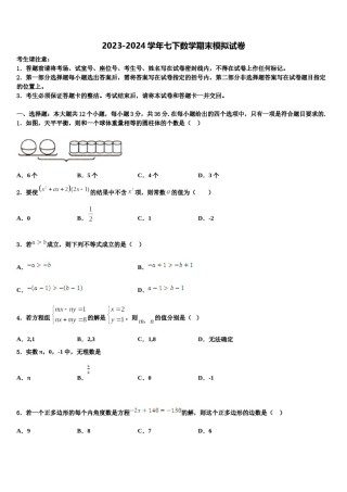 江苏省苏州市名校2024年七下数学期末质量跟踪监视试题含解析.doc