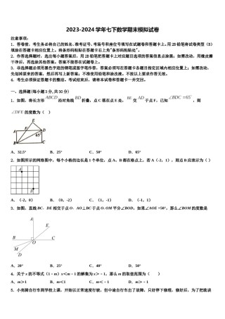 江苏省镇江市外国语2024年七下数学期末复习检测试题含解析.doc