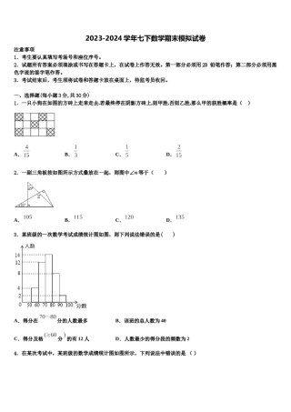江苏省镇江市润州区金山实验学校2024届数学七下期末学业水平测试模拟试题含解析.doc