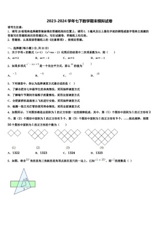 江西省上饶县七中2024届数学七下期末达标检测模拟试题含解析.doc