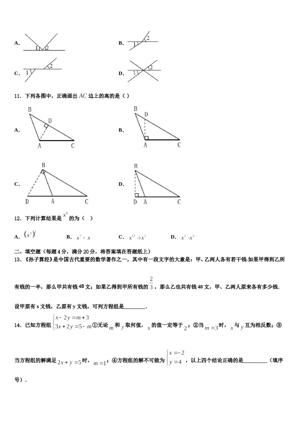 江西省九江市同文中学2024届数学七下期末质量检测模拟试题含解析.doc_第3页