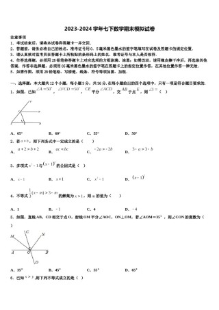 江西省南昌市初中教育集团化联盟2023-2024学年七下数学期末考试模拟试题含解析.doc