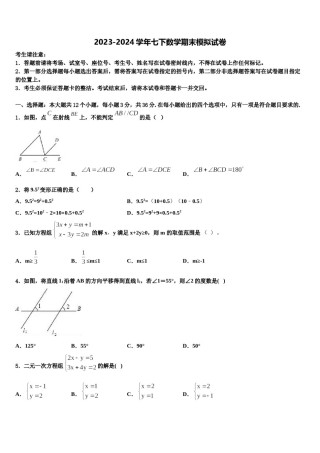 江西省吉安八中学2023-2024学年七年级数学第二学期期末联考试题含解析.doc