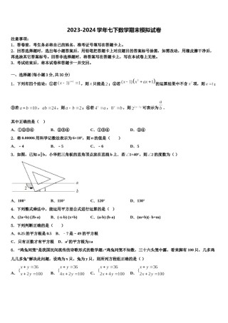 江西省宜春市第九中学2023-2024学年数学七下期末联考试题含解析.doc