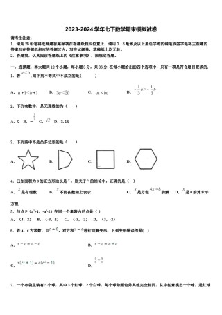 江西省寻乌县2024年七下数学期末联考试题含解析.doc