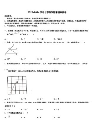 江西省永新县2024年数学七下期末综合测试试题含解析.doc