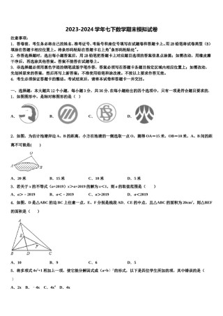 江西省育华学校2023-2024学年七年级数学第二学期期末综合测试试题含解析.doc