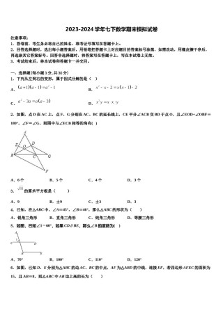 河北宇华教育集团2024届七下数学期末检测模拟试题含解析.doc