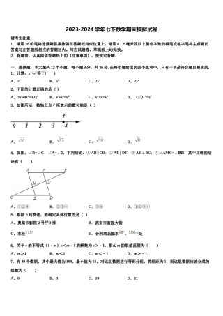 河北省保定市2024届七年级数学第二学期期末复习检测试题含解析.doc