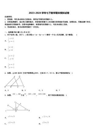 河北省保定市回民中学2024年七年级数学第二学期期末监测模拟试题含解析.doc