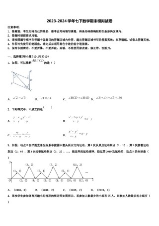 河北省唐山市丰南区2024年七下数学期末教学质量检测模拟试题含解析.doc