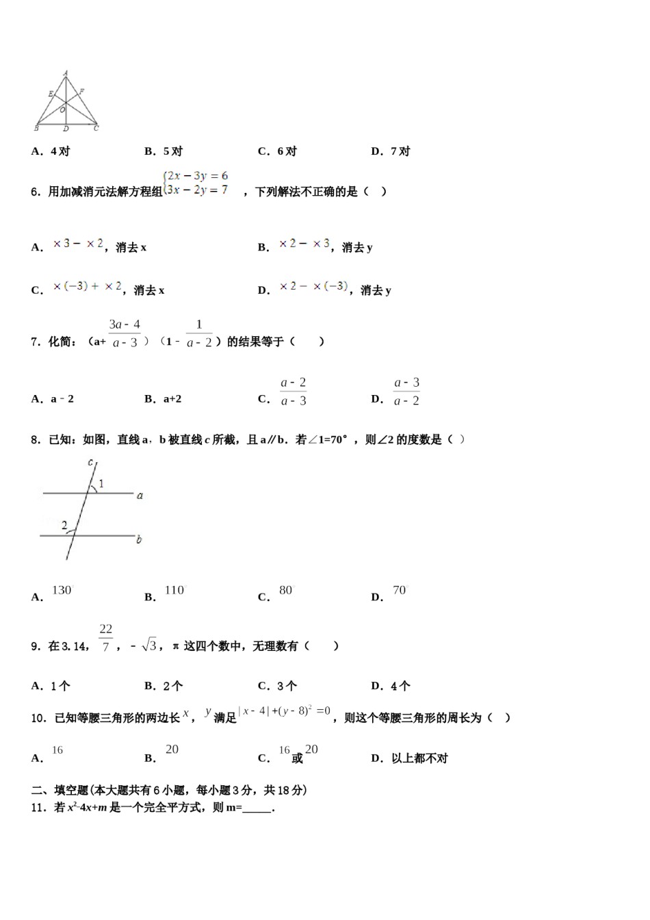 河北省廊坊市霸州市南孟镇中学2024年七下数学期末质量跟踪监视模拟试题含解析.doc_第2页
