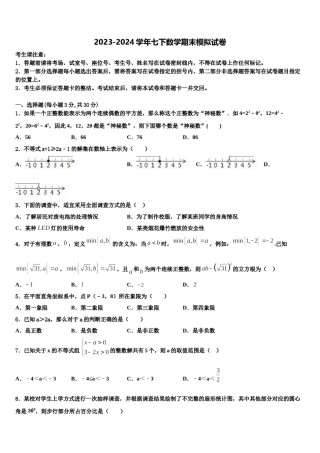 河北省武安市2024年数学七下期末统考模拟试题含解析.doc