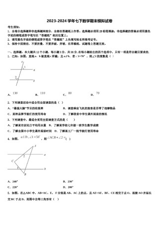 河北省沧州孟村县联考2024年数学七下期末质量检测模拟试题含解析.doc