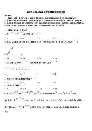 河北省沽源县2024届七年级数学第二学期期末学业质量监测模拟试题含解析.doc