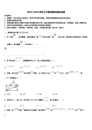 河北省石家庄市第二十二中学2024年七下数学期末监测试题含解析.doc