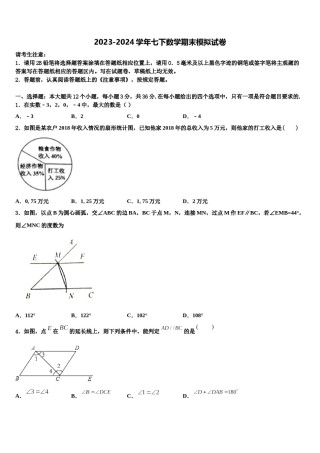 河北省石家庄市裕华实验中学2024年数学七下期末达标检测试题含解析.doc