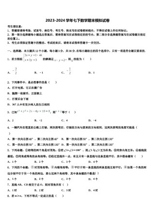 河北省石家庄康福外国语学校2024年七下数学期末监测试题含解析.doc