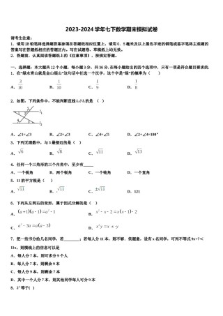 河北省秦皇岛市青龙满族自治县2024年七下数学期末调研试题含解析.doc
