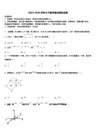 河北省邯郸市大名县2023-2024学年七下数学期末预测试题含解析.doc