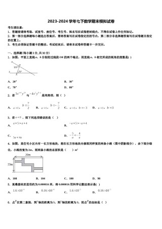 河北石家庄石门实验学校2024年数学七下期末统考试题含解析.doc
