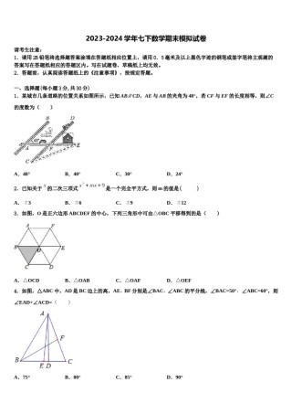 河南临颍新时代实验学校2024届数学七下期末教学质量检测模拟试题含解析.doc