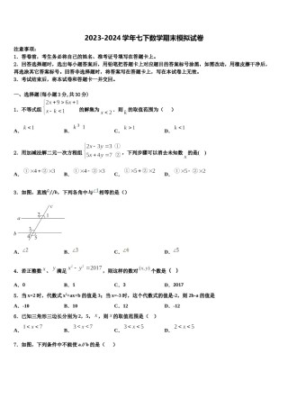 河南省2024年数学七下期末质量跟踪监视模拟试题含解析.doc