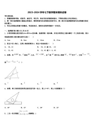 河南省三门峡市名校2023-2024学年七年级数学第二学期期末复习检测模拟试题含解析.doc