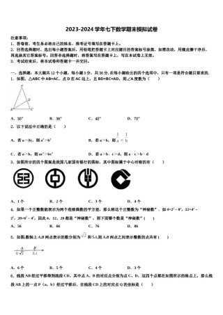 河南省信阳九中学2023-2024学年数学七下期末质量检测试题含解析.doc