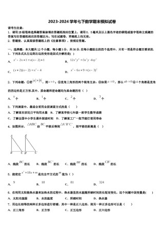 河南省周口市鹿邑县2024年七年级数学第二学期期末检测试题含解析.doc
