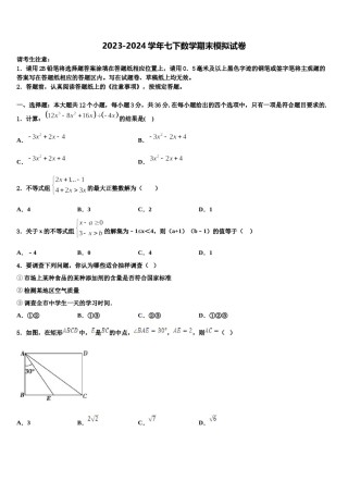 河南省商丘综合实验中学2023-2024学年数学七下期末质量检测模拟试题含解析.doc
