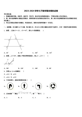 河南省宝丰县联考2024年数学七下期末学业水平测试模拟试题含解析.doc