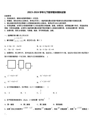 河南省平顶山2024年数学七下期末质量检测模拟试题含解析.doc
