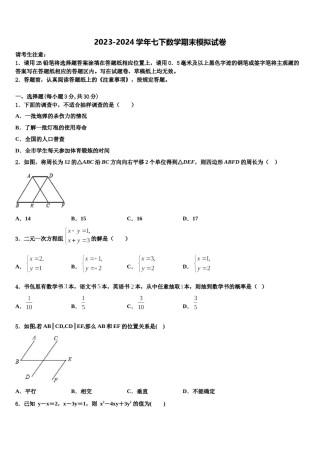 河南省平顶山市宝丰县2024届七下数学期末学业质量监测模拟试题含解析.doc