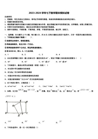 河南省开封市第十中学2024年七下数学期末复习检测试题含解析.doc