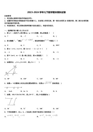 河南省漯河五中学2023-2024学年数学七下期末预测试题含解析.doc