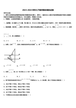 河南省郑州市新密市2023-2024学年七年级数学第二学期期末教学质量检测试题含解析.doc