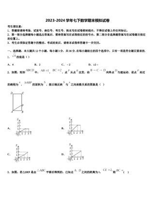 河南省郑州桐柏一中学2024届七年级数学第二学期期末经典试题含解析.doc