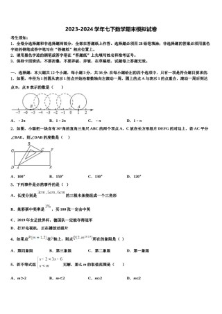 河南省驻马店市二中学2023-2024学年数学七下期末综合测试模拟试题含解析.doc