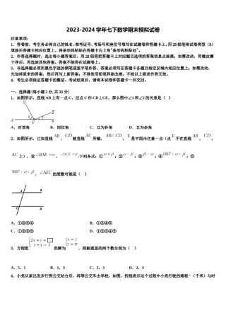 河南省鹤壁市名校2024届七年级数学第二学期期末经典模拟试题含解析.doc