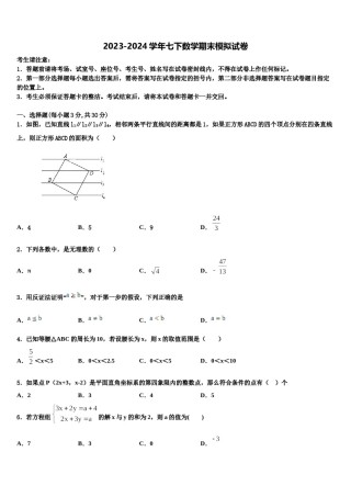 泰安市泰山区2024届数学七下期末达标检测模拟试题含解析.doc